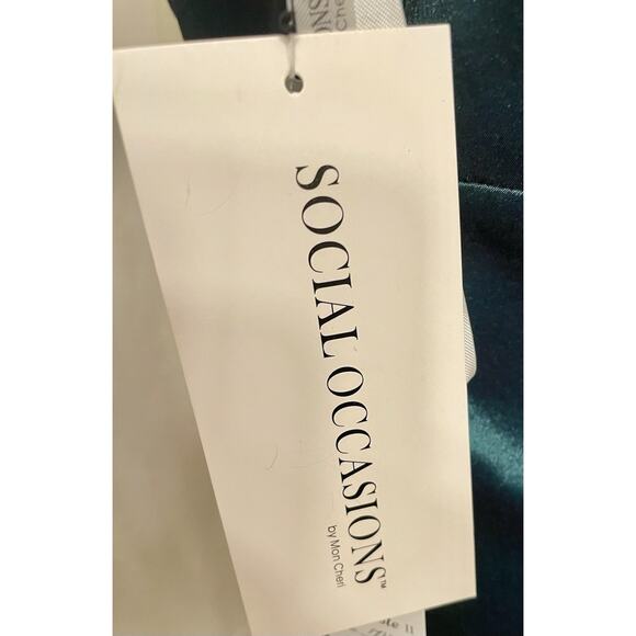 NWT Social Occasions by Mon Cheri Cocktail Dress Sz 14 Teal Mother of the Bride - Picture 9 of 10